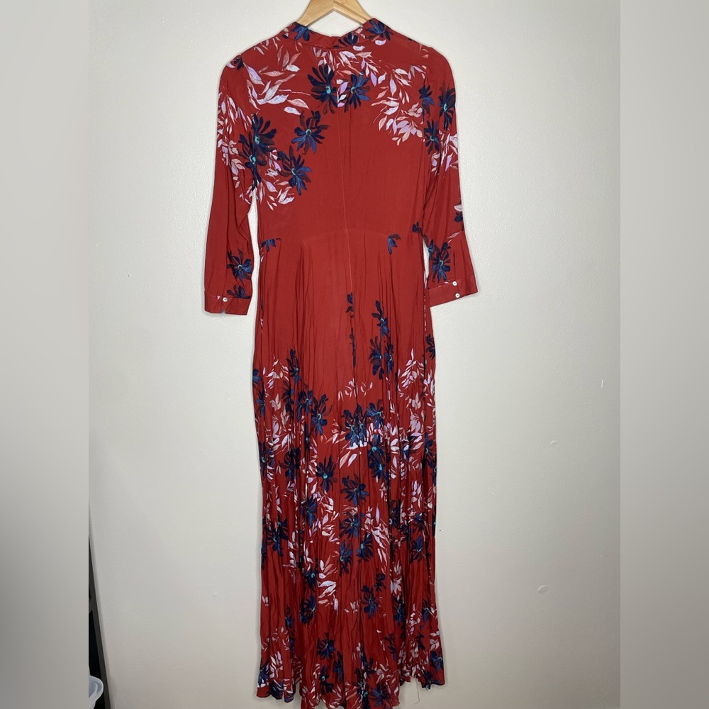 Free People | After the Storm Red Maxi Shirt Dress, HTF/Rare, size 6 - Picture 14 of 14